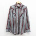ELY 90s 長袖ウエスタンシャツ ストライプ グレー メンズXL相当 | 古着