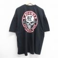 XL★古着 半袖 Tシャツ メンズ スカル ラコニア モーターサイクル 大きいサイズ コットン クルーネック 黒 ブラック 【spe】 25apr25 中古