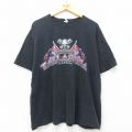 XL★古着 半袖 Tシャツ メンズ スカル サザンクロス タラデガ 大きいサイズ コットン クルーネック 黒 ブラック 25jun12 中古