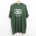 XL★古着 TULTEX 半袖 ビンテージ Tシャツ メンズ 90年代 90s 車 大きいサイズ ロング丈 コットン クルーネック 緑 グリーン 25jul04 中古