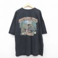 XL★古着 ハーレーダビッドソン Harley Davidson 半袖 Tシャツ メンズ バイク サザンデビル 胸ポケット付き ロング丈 大きいサイズ クルーネック 黒 ブラック 25jul09 中古