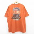 XL★古着 半袖 Tシャツ メンズ NASCAR ETHANOL 大きいサイズ コットン クルーネック オレンジ 25jul19 中古