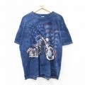 00s 半袖Tシャツ バイク星条旗 ネイビータイダイ XL | 古着