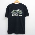 L★古着 半袖 ビンテージ Tシャツ メンズ 00年代 00s バイク OLD GUYS RULE 胸ポケット付き コットン クルーネック 黒 ブラック 25jul28 中古