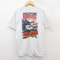 XL★古着 半袖 Tシャツ メンズ 消防車 救急車 大きいサイズ クルーネック 薄グレー 霜降り 25jul29 中古