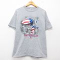 M★古着 半袖 ビンテージ Tシャツ メンズ 00年代 00s バイク モーターサイクル クルーネック グレー 霜降り 25jul31 中古