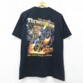 XL★古着 半袖 Tシャツ メンズ スケルトン バイク コットン クルーネック 黒 ブラック 25jul31 中古