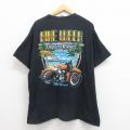 XL★古着 半袖 Tシャツ メンズ バイクウィーク 大きいサイズ コットン クルーネック 黒 ブラック 25aug06 中古