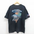 XL★古着 半袖 Tシャツ メンズ バイク パトカー 大きいサイズ クルーネック 黒 ブラック 25aug06 中古