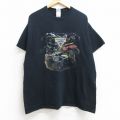 XL★古着 半袖 Tシャツ メンズ 車 モンスタージャム コットン クルーネック 黒 ブラック 25aug07 中古