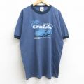 XL★古着 半袖 ビンテージ Tシャツ メンズ 00年代 00s 車 クラシックカー ロング丈 クルーネック 紺 ネイビー 霜降り リンガー 25aug07 中古