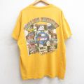XL★古着 半袖 ビンテージ Tシャツ メンズ 90年代 90s NASCAR ローリングサンダー 企業広告 大きいサイズ コットン クルーネック 黄 イエロー 25aug07 中古