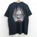 L★古着 半袖 ビンテージ Tシャツ メンズ 00年代 00s スカル フラッグ クルーネック 黒 ブラック 25aug07 中古