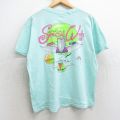 L★古着 半袖 ビンテージ Tシャツ メンズ 80年代 80s 車 羽 風船 クルーネック USA製 水色系 25aug07 中古