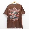 【50%OFF】XL★古着 半袖 Tシャツ メンズ バイクウィーク コットン クルーネック 茶 ブラウン 25aug22 中古