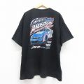 【50%OFF】XL★古着 半袖 Tシャツ メンズ レーシング 大きいサイズ ロング丈 コットン クルーネック 黒 ブラック 25aug23 中古