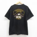 【50%OFF】XL★古着 ヘインズ Hanes 半袖 Tシャツ メンズ ハーレーオーナーズグループ コットン クルーネック 黒 ブラック 【spe】 25aug23 中古