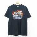 【50%OFF】L★古着 ジャージーズ 半袖 ビンテージ Tシャツ メンズ 00年代 00s バイク 馬 電車 コットン クルーネック 黒 ブラック 25aug23 中古