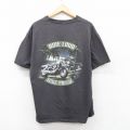 【50%OFF】XL★古着 半袖 Tシャツ メンズ バイク 大きいサイズ コットン クルーネック 濃グレー 25aug23 中古