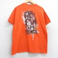 【50%OFF】L★古着 半袖 Tシャツ メンズ バイク MIX FAN サイン入り コットン クルーネック オレンジ 25aug23 中古
