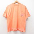 【50%OFF】L★古着 半袖 ビンテージ Tシャツ メンズ 90年代 90s サーフィン 胸ポケット付き クルーネック USA製 オレンジ系 25aug29 中古