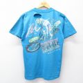 M★古着 オニータ ONEITA 半袖 ビンテージ Tシャツ メンズ 90年代 90s バイク HIGH POINT ボロ コットン クルーネック USA製 水色 26apr08