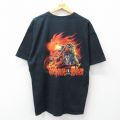 XL★古着 半袖 ビンテージ Tシャツ メンズ 00年代 00s バイク スケルトン Fire house コットン クルーネック 黒 26apr08