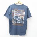 L★古着 半袖 ビンテージ Tシャツ メンズ 00年代 00s レーシングカー NORTH TURN コットン クルーネック 紺 26apr08