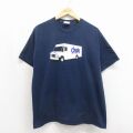 L★古着 半袖 ビンテージ Tシャツ メンズ 00年代 00s トラック コットン クルーネック ネイビー 26may27