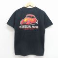 M★古着 半袖 ビンテージ Tシャツ メンズ 00年代 00s ホットロッド 胸ポケット付き コットン クルーネック ブラック 26may27