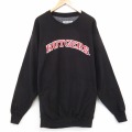 XL★古着 STEVE&BARRYS 長袖 スウェット メンズ ラトガーズ 刺繍 大きいサイズ ロング丈 クルーネック 黒 25nov11