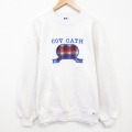 XL★古着 ラッセル 長袖 スウェット メンズ 90年代 90s COLONELS 刺繍 クルーネック USA製 白 25nov11