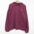 XL★古着 WEK 長袖 スウェット メンズ 90年代 90s BIRMINGHAM 大きいサイズ コットン 襟付き USA製 エンジ 25nov11