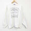 L★古着 ヘインズ 長袖 スウェット メンズ 00年代 00s バッファロー クルーネック 白 25nov11