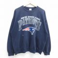 XL★古着 ARTEX 長袖 スウェット メンズ 90年代 90s NFL ニューイングランドペイトリオッツ 大きいサイズ クルーネック USA製 紺 ネイビー アメフト スーパーボウル 24mar04 中古 スエット トレーナー トップス
