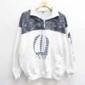 XL★古着 長袖 ハーフジップ スウェット メンズ 90年代 90s CARMEL カリフォルニア 大きいサイズ ツートンカラー USA製 白他 ホワイト 24aug26 中古 スエット トレーナー トップス