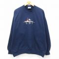 LBI 00s 長袖スウェット 灯台刺繍 ネイビー L | 古着
