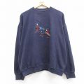 XL★古着 長袖 スウェット メンズ 00年代 00s ゴルフ 刺繍 大きいサイズ コットン クルーネック 紺 ネイビー 24sep02 中古 スエット トレーナー トップス