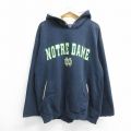 XL★古着 キャンパス 長袖 スウェット パーカー メンズ 00年代 00s ノートルダム 大きいサイズ 紺 ネイビー 24sep05 中古 スエット トレーナー トップス
