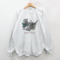 XL★古着 長袖 スウェット メンズ 00年代 00s シカ 大きいサイズ クルーネック 薄グレー 霜降り 24nov07 中古 スエット トレーナー トップス