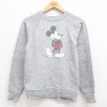XS★古着 長袖 スウェット メンズ 80年代 80s ディズニー DISNEY ミッキー MICKEY MOUSE クルーネック ラグラン グレー 霜降り 25jul30 中古 スエット トレーナー トップス
