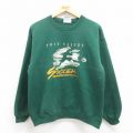 M★古着 ヘインズ Hanes 長袖 スウェット メンズ 90年代 90s サッカー クルーネック 緑 グリーン 25jul31 中古 スエット トレーナー トップス