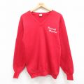 S★古着 ヘルスニット 長袖 スウェット メンズ 80年代 80s メリーランド Vネック USA製 赤 レッド 25jul31 中古 スエット トレーナー トップス