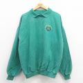 XL★古着 WEK 長袖 トップス メンズ 90年代 90s 競馬 大きいサイズ 襟付き コットン USA製 緑 グリーン 25jul31 中古 スエット トレーナー
