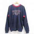 XL★古着 チャンピオン Champion 長袖 スウェット メンズ 90年代 90s B 大きいサイズ クルーネック USA製 紺 ネイビー 25jul31 中古 スエット トレーナー トップス