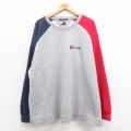 XL★古着 トミーヒルフィガー TOMMY HILFIGER 長袖 ブランド スウェット メンズ 90年代 90s ワンポイントロゴ 大きいサイズ マルチカラー ラグラン クルーネック グレー 霜降り他 25aug04 中古 スエット トレーナー トップス