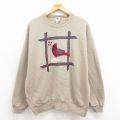 XL★古着 ジャージーズ 長袖 スウェット メンズ 90年代 90s 鳥 クルーネック USA製 ベージュ カーキ 25aug09 中古 スエット トレーナー トップス