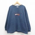 XL★古着 長袖 スウェット メンズ 90年代 90s タホ 刺繍 大きいサイズ クルーネック USA製 紺 ネイビー 25aug09 中古 スエット トレーナー トップス
