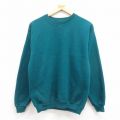 S★古着 ヘインズ Hanes 長袖 スウェット メンズ 90年代 90s 無地 クルーネック 青緑 25aug22 中古 スエット トレーナー トップス