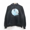 M★古着 長袖 スウェット パーカー メンズ 80年代 80s オランウータン イルカ ラグラン USA製 黒 ブラック 25aug29 中古 スエット トレーナー トップス